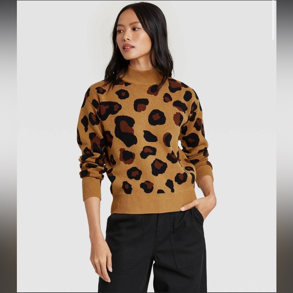 Who What Wear Womens Plus Leopard Print Sweater 2X